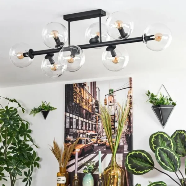 hofstein Gastor Plafonnier, Boule lumineuse Clair, 8 lumières* Lampes En Verre
