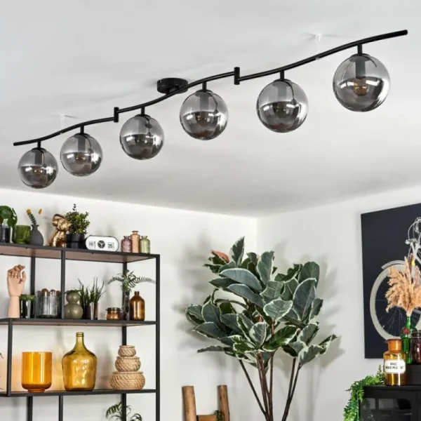 hofstein Gastor Plafonnier, Boule lumineuse Chrome, Fumé, 6 lumières* Lampes Modernes