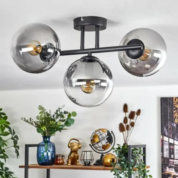 hofstein Gastor Plafonnier, Boule lumineuse Clair, Fumé, 3 lumières* Lampes Modernes