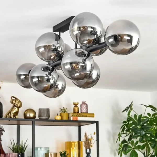 hofstein Gastor Plafonnier, Boule lumineuse Fumé, 10 lumières* Lampes Modernes