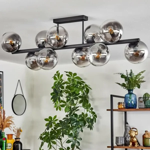 hofstein Gastor Plafonnier, Boule lumineuse Clair, Fumé, 10 lumières* Lampes Modernes