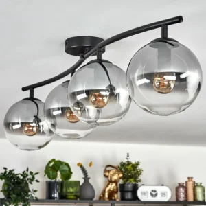hofstein Gastor Plafonnier, Boule lumineuse Clair, Fumé, 4 lumières* Lampes Modernes