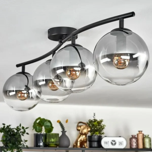 hofstein Gastor Plafonnier, Boule lumineuse Clair, Fumé, 4 lumières* Lampes Modernes