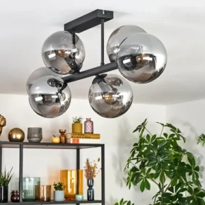 hofstein Gastor Plafonnier, Boule lumineuse Fumé, 6 lumières* Lampes Modernes