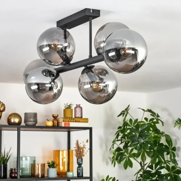 hofstein Gastor Plafonnier, Boule lumineuse Fumé, 6 lumières* Lampes Modernes