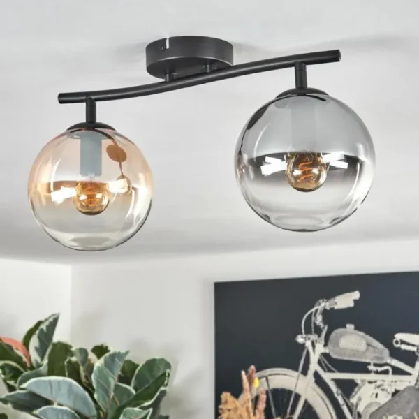 hofstein Gastor Plafonnier, Boule lumineuse Ambre, Clair, Fumé, 2 lumières* Lampes Modernes