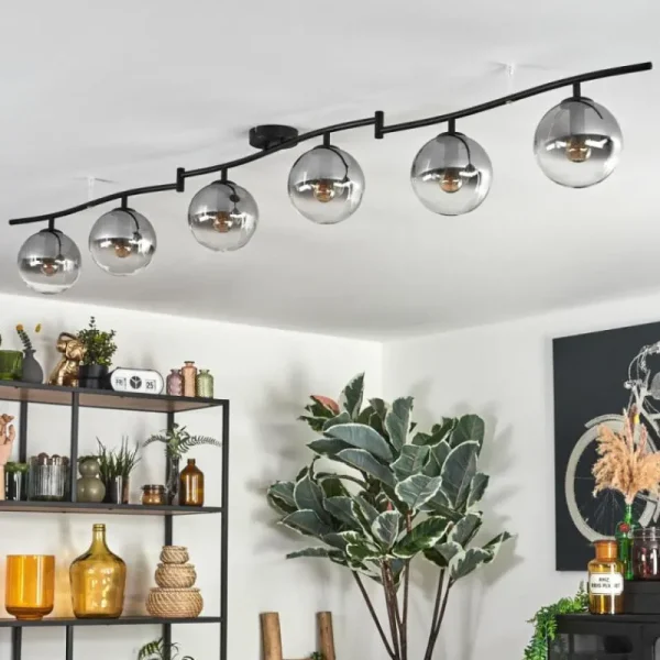 hofstein Gastor Plafonnier, Boule lumineuse Chrome, Clair, Fumé, 6 lumières* Lampes Modernes