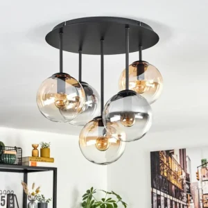 hofstein Gastor Plafonnier, Boule lumineuse 45 cm Ambre, Clair, Fumé, 5 lumières* Lampes Modernes
