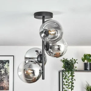 hofstein Gastor Plafonnier, Boule lumineuse Chrome, Clair, Fumé, 4 lumières* Lampes Modernes
