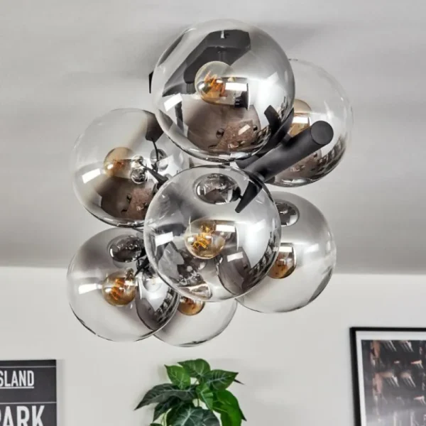 hofstein Gastor Plafonnier, Boule lumineuse Clair, Fumé, 8 lumières* Lampes Modernes