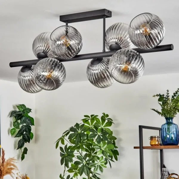 hofstein Gastor Plafonnier, Boule lumineuse Clair, Fumé, 8 lumières* Lampes Modernes