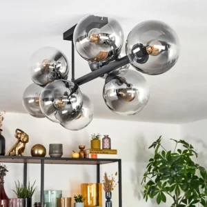 hofstein Gastor Plafonnier, Boule lumineuse Clair, Fumé, 8 lumières* Lampes Modernes