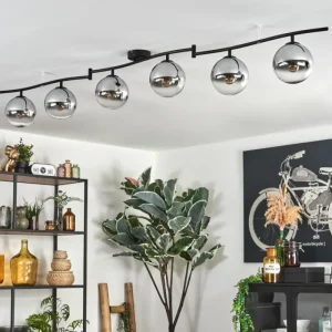 hofstein Gastor Plafonnier, Boule lumineuse Chrome, Clair, Fumé, 6 lumières* Lampes Modernes