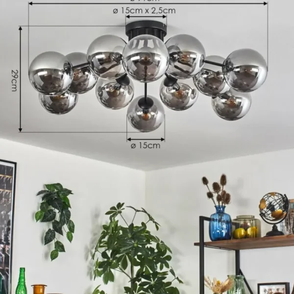 hofstein Gastor Plafonnier Fumé, 12 lumières* Lampes Modernes