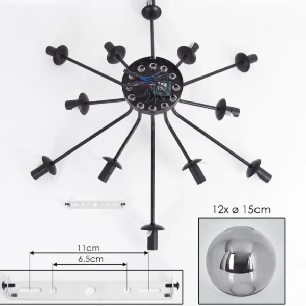 hofstein Gastor Plafonnier Fumé, 12 lumières* Lampes Modernes