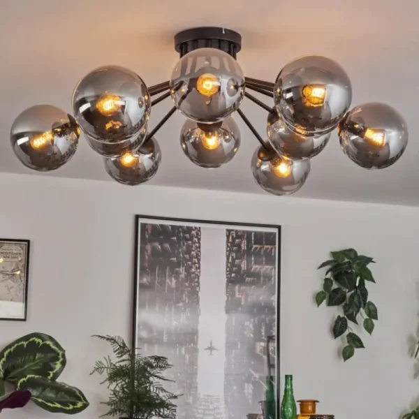 hofstein Gastor Plafonnier Fumé, 12 lumières* Lampes Modernes