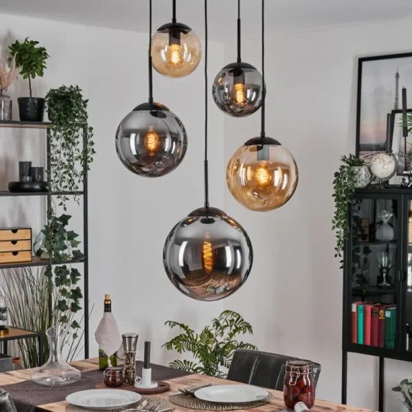 hofstein Gastor Suspension, Boule lumineuse 45 cm Noir, 5 lumières* Lampes Modernes
