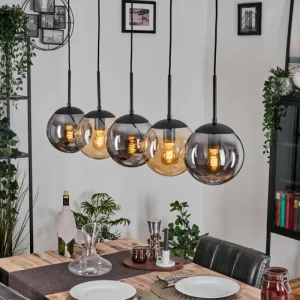 hofstein Gastor Suspension, Boule lumineuse, Suspension Ambre, Fumé, 5 lumières* Lampes Modernes