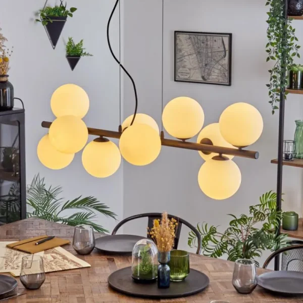 hofstein Gastor Suspension, Boule lumineuse, Suspension Blanc, 10 lumières* Lampes En Verre