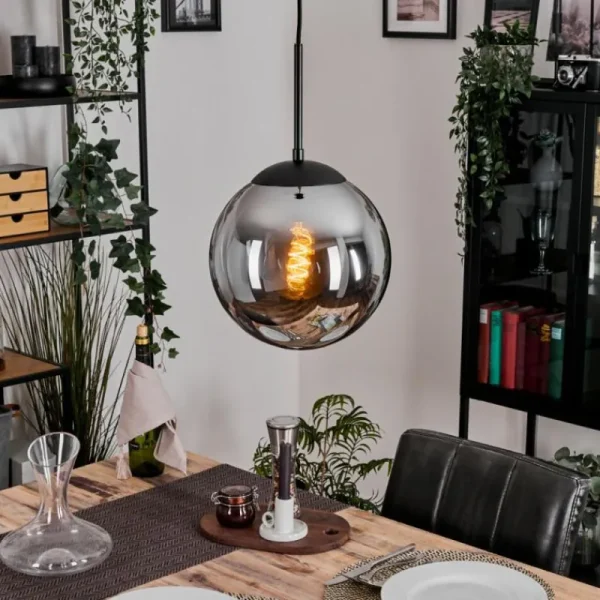 hofstein Gastor Suspension, Boule lumineuse 25 cm Fumé, 1 lumière* Lampes Modernes