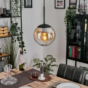 hofstein Gastor Suspension, Boule lumineuse Ambre, Clair, 1 lumière* Lampes En Verre