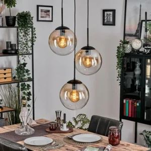 hofstein Gastor Suspension, Boule lumineuse Ambre, Clair, 3 lumières* Lampes En Verre
