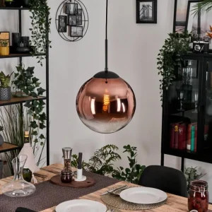 hofstein Gastor Suspension, Boule lumineuse, Suspension 30 cm Clair, Cuivré, 1 lumière* Lampes En Verre