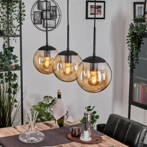 hofstein Gastor Suspension, Boule lumineuse Ambre, 3 lumières* Lampes En Verre