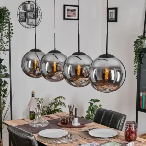 hofstein Gastor Suspension, Boule lumineuse, Suspension Chrome, Fumé, 4 lumières* Lampes Modernes