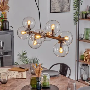 hofstein Gastor Suspension, Boule lumineuse, Suspension Clair, 8 lumières* Lampes En Verre