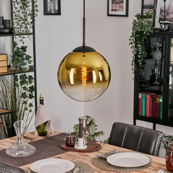 hofstein Gastor Suspension, Boule lumineuse 30 cm Or, Clair, 1 lumière* Lampes En Verre