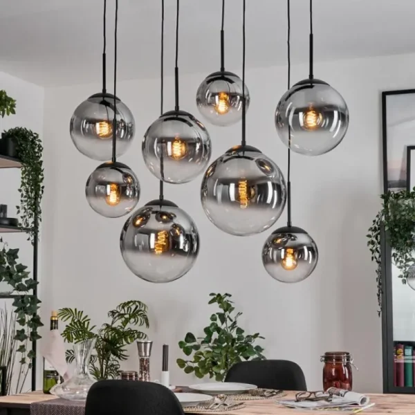 hofstein Gastor Suspension, Boule lumineuse, Suspension Clair, Fumé, 8 lumières* Lampes Modernes