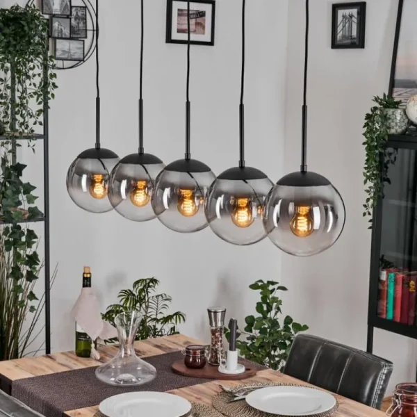 hofstein Gastor Suspension, Boule lumineuse, Suspension Clair, Fumé, 5 lumières* Lampes Modernes