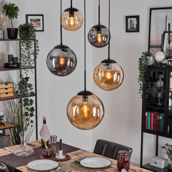 hofstein Gastor Suspension, Boule lumineuse 45 cm Noir, 5 lumières* Lampes Modernes
