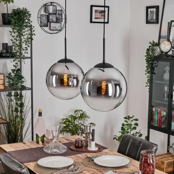 hofstein Gastor Suspension, Boule lumineuse Noir, 2 lumières* Lampes Modernes
