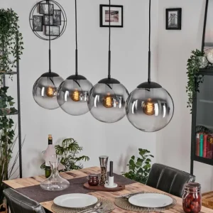 hofstein Gastor Suspension, Boule lumineuse, Suspension Clair, Fumé, 4 lumières* Lampes Modernes