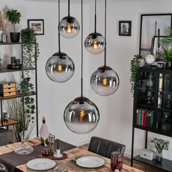 hofstein Gastor Suspension, Boule lumineuse 45 cm Noir, 5 lumières* Lampes Modernes
