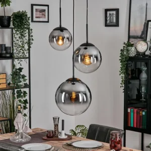 hofstein Gastor Suspension, Boule lumineuse Clair, Fumé, 3 lumières* Lampes Modernes