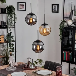 hofstein Gastor Suspension, Boule lumineuse Ambre, Fumé, 3 lumières* Lampes Modernes