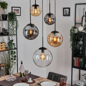 hofstein Gastor Suspension, Boule lumineuse 45 cm Noir, 5 lumières* Lampes Modernes