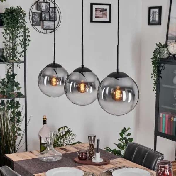 hofstein Gastor Suspension, Boule lumineuse Noir, 3 lumières* Lampes Modernes