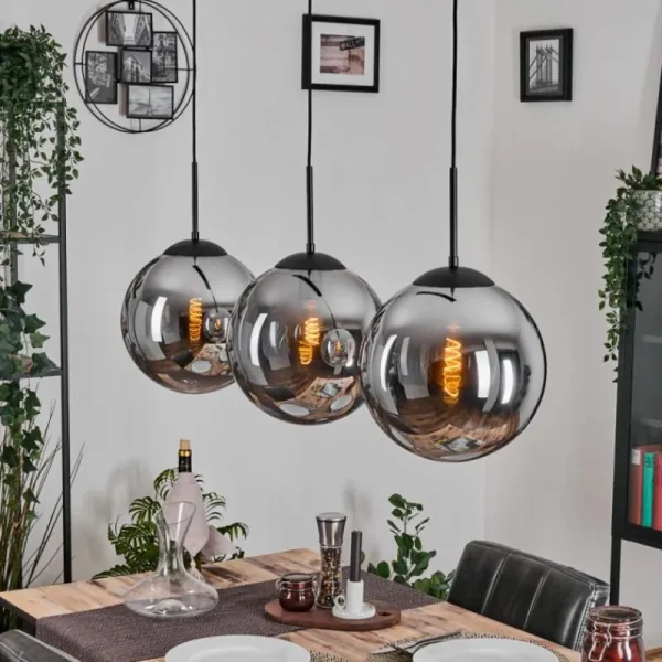 hofstein Gastor Suspension, Boule lumineuse, Suspension Fumé, 3 lumières* Lampes Modernes