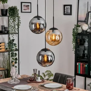 hofstein Gastor Suspension, Boule lumineuse Ambre, Fumé, 3 lumières* Lampes Modernes