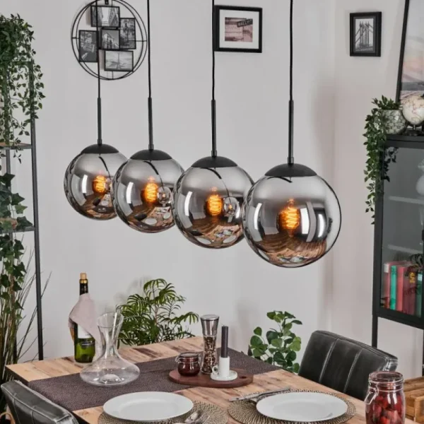 hofstein Gastor Suspension, Boule lumineuse, Suspension Chrome, Fumé, 4 lumières* Lampes Modernes