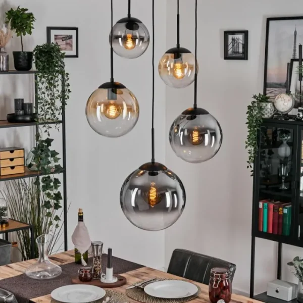 hofstein Gastor Suspension, Boule lumineuse 45 cm Noir, 5 lumières* Lampes Modernes