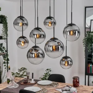 hofstein Gastor Suspension, Boule lumineuse, Suspension Clair, Fumé, 8 lumières* Lampes Modernes