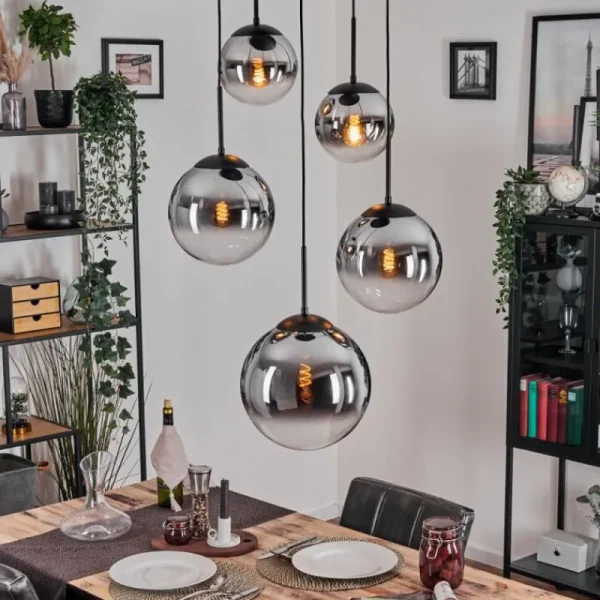 hofstein Gastor Suspension, Boule lumineuse 45 cm Noir, 5 lumières* Lampes Modernes