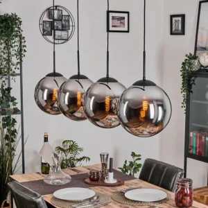 hofstein Gastor Suspension, Boule lumineuse, Suspension Chrome, Fumé, 4 lumières* Lampes Modernes