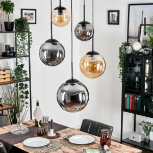 hofstein Gastor Suspension, Boule lumineuse 45 cm Noir, 5 lumières* Lampes Modernes