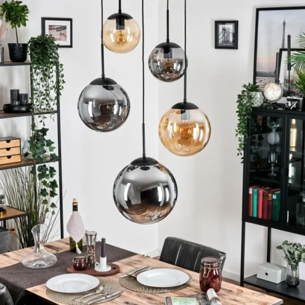hofstein Gastor Suspension, Boule lumineuse 45 cm Noir, 5 lumières* Lampes Modernes